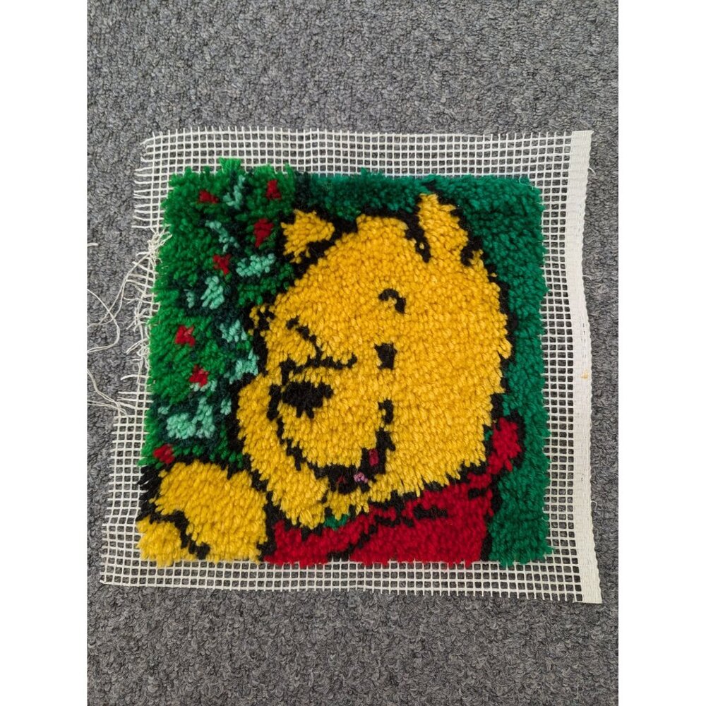 Completed Latch Hook Christmas Tigger Santa for Pillow Cover Wall Picture 12 1/2